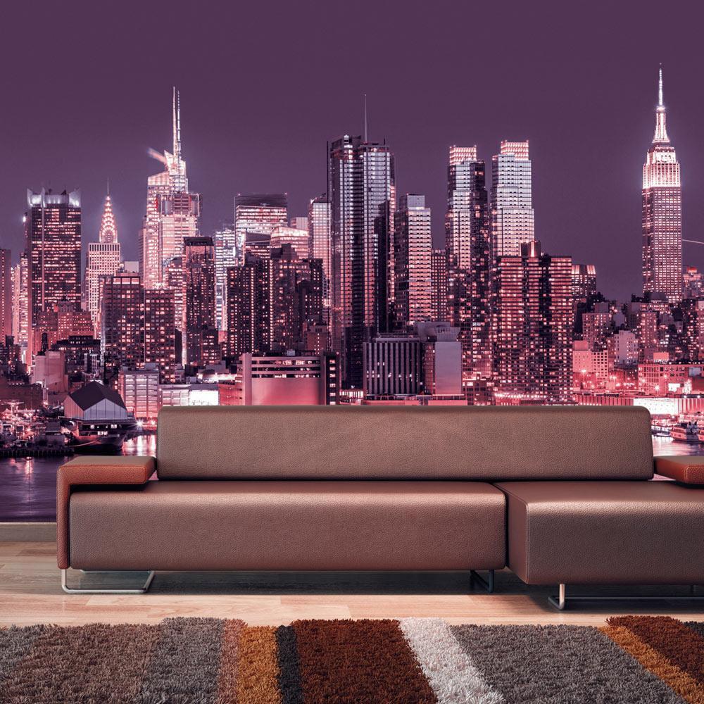 New York Wall Mural - NYC Purple Nights-Tiptophomedecor