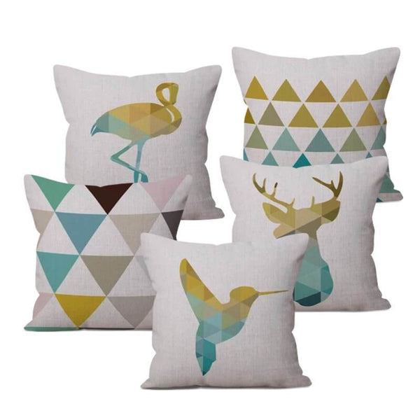 Yellow Turquoise Nordic Pillow Cases