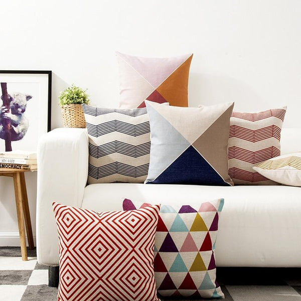 Nordic Abstract Triangle Stripes Throw Pillow Cases-Tiptophomedecor