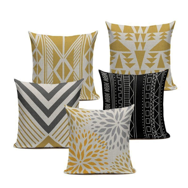 Nordic Mosterd Yellow Gold Grey Black Throw Pillow Cases-Tiptophomedecor-Interior-Design-Home-Decor