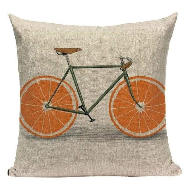 Tiptophomedecor Orange Bicycle Cushion Covers