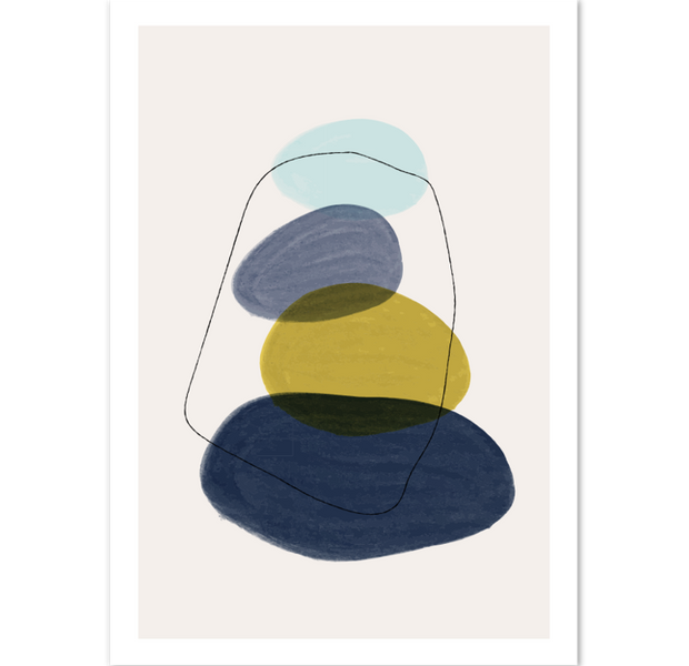 Blue Watercolor Balance Abstract Poster