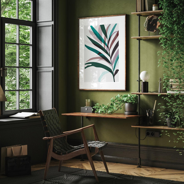 Burgundy Teal Floral Botanical Poster 03