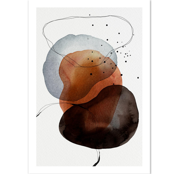 Abstract Watercolor Shapes & Lines Poster 01