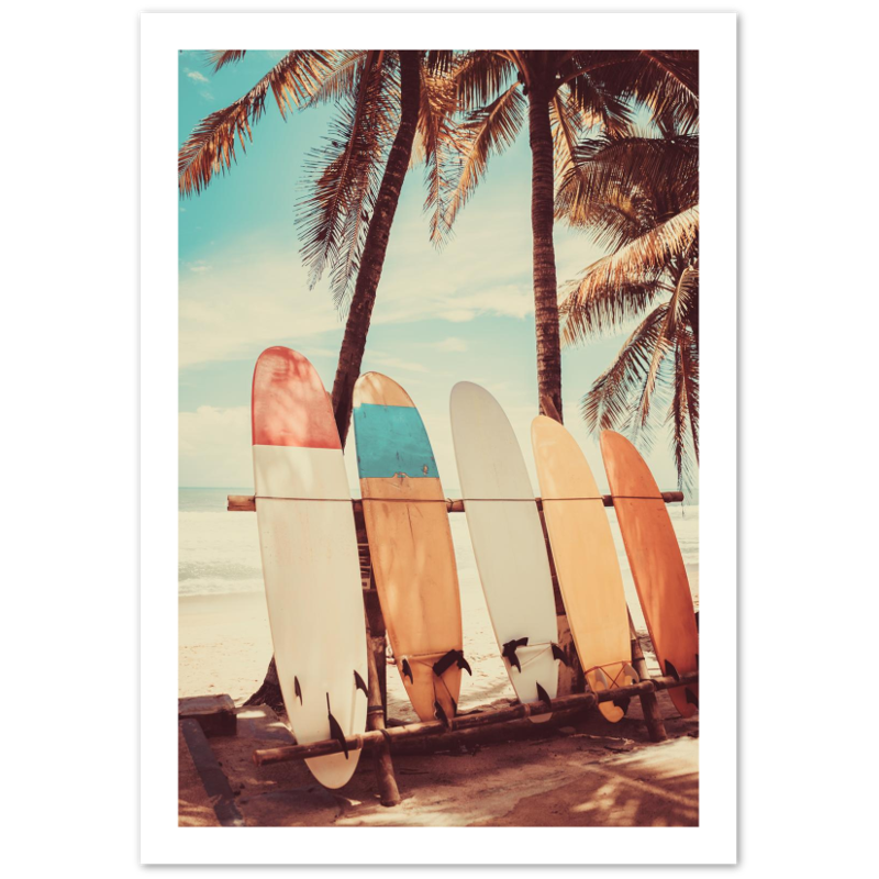 Vintage Surf Boards & Palm Trees Poster