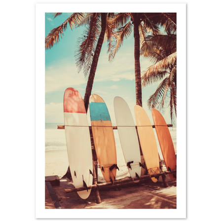 Vintage Surf Boards & Palm Trees Poster