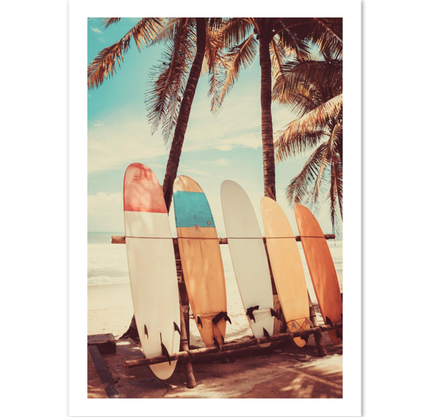Vintage Surf Boards & Palm Trees Poster