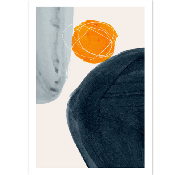 Blue Orange Shapes Abstract Poster 03