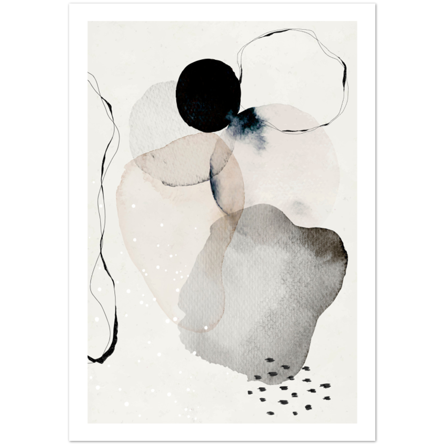 Abstract Watercolor Shapes & Lines Poster 04