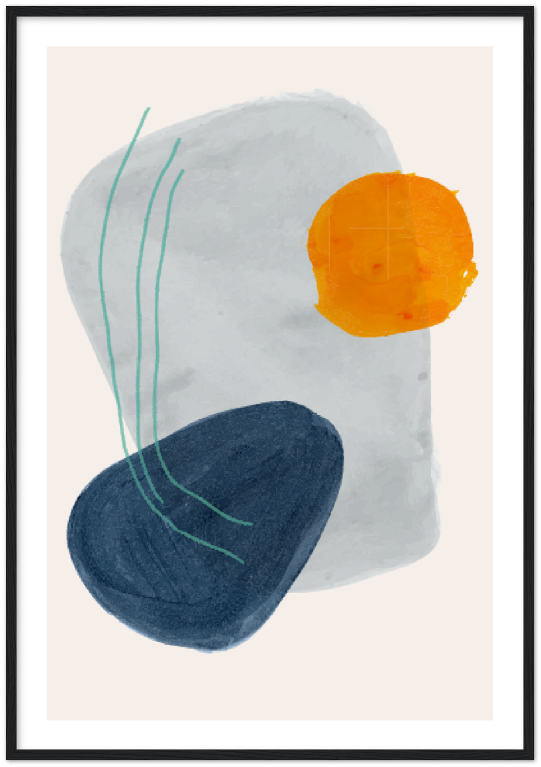 Blue Orange Shapes Abstract Poster 01