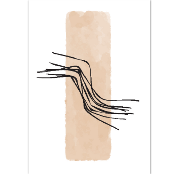 Watercolor Peach & Lines Abstract Poster