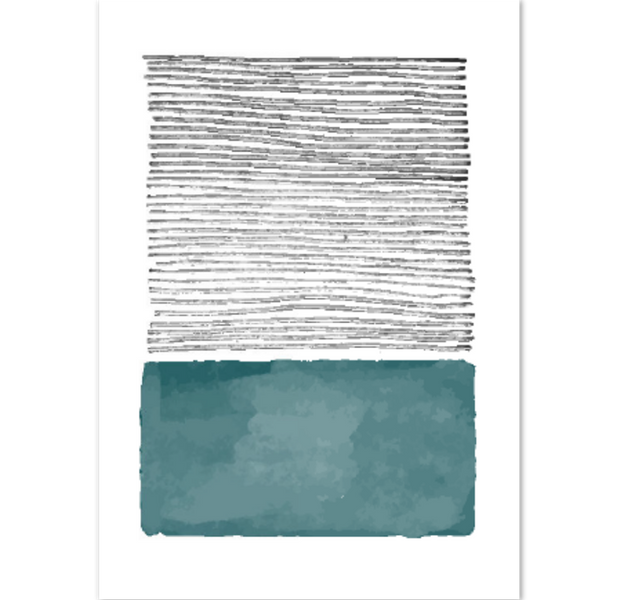 Teal & Peach Abstract Art Poster 03