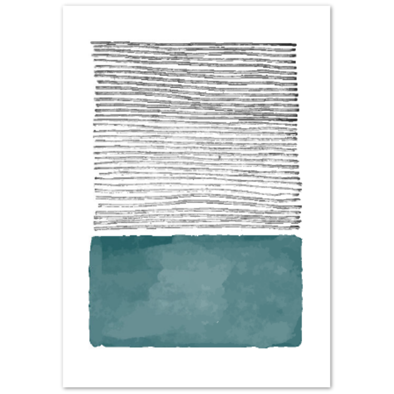 Teal & Peach Abstract Art Poster 03