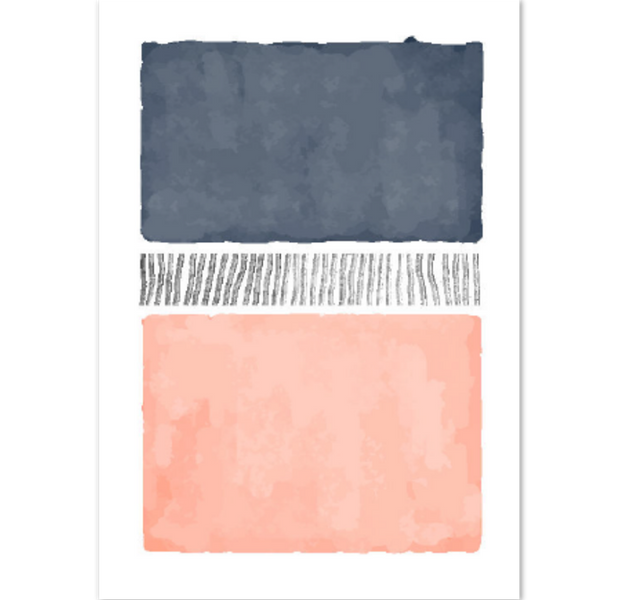 Teal & Peach Abstract Art Poster 02