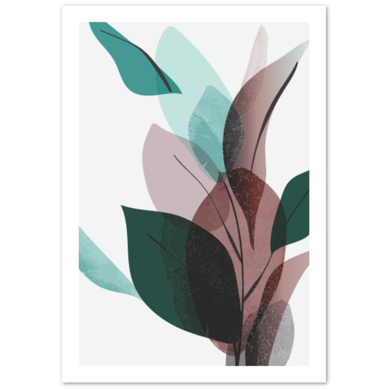 Burgundy Teal Floral Botanical Poster 02