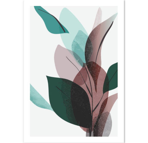 Burgundy Teal Floral Botanical Poster 02