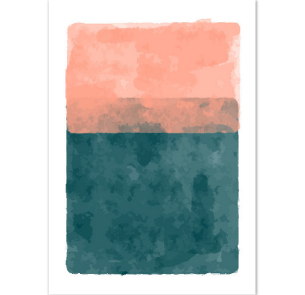 Teal & Peach Abstract Art Poster 01