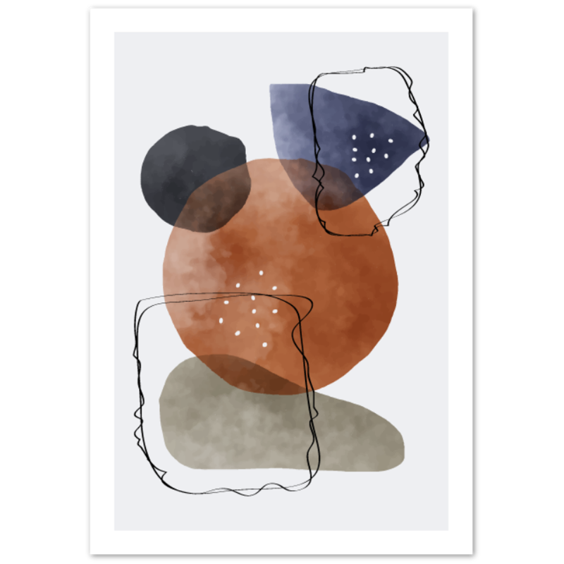 Watercolor Organic Shapes Abstract Poster 01