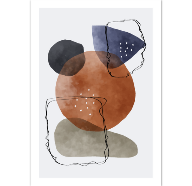 Watercolor Organic Shapes Abstract Poster 01