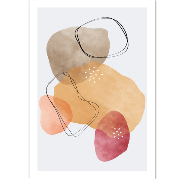 Watercolor Organic Shapes Abstract Poster 02