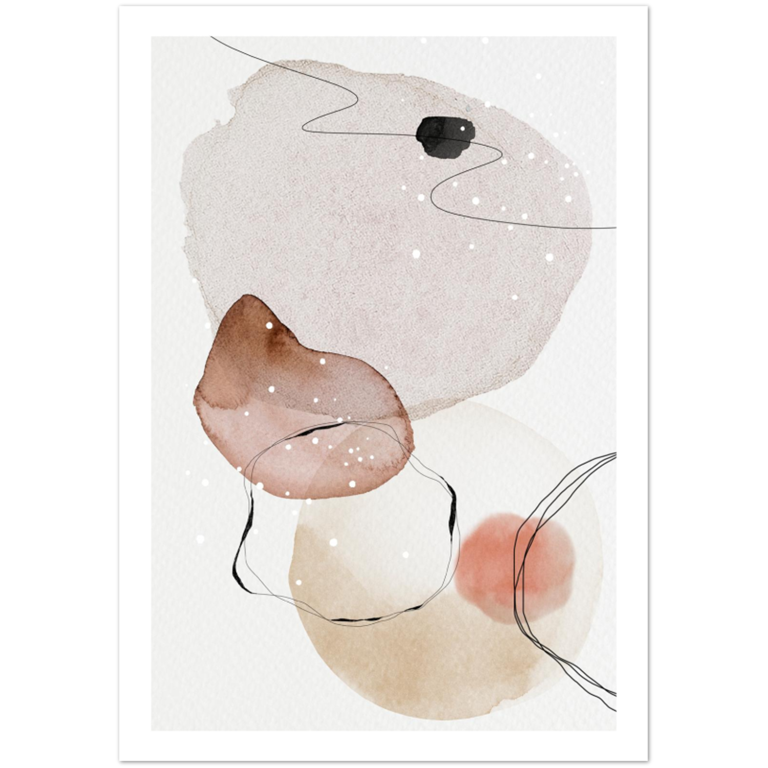 Abstract Watercolor Shapes & Lines Poster 03