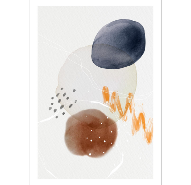 Abstract Watercolor Shapes & Lines Poster 02