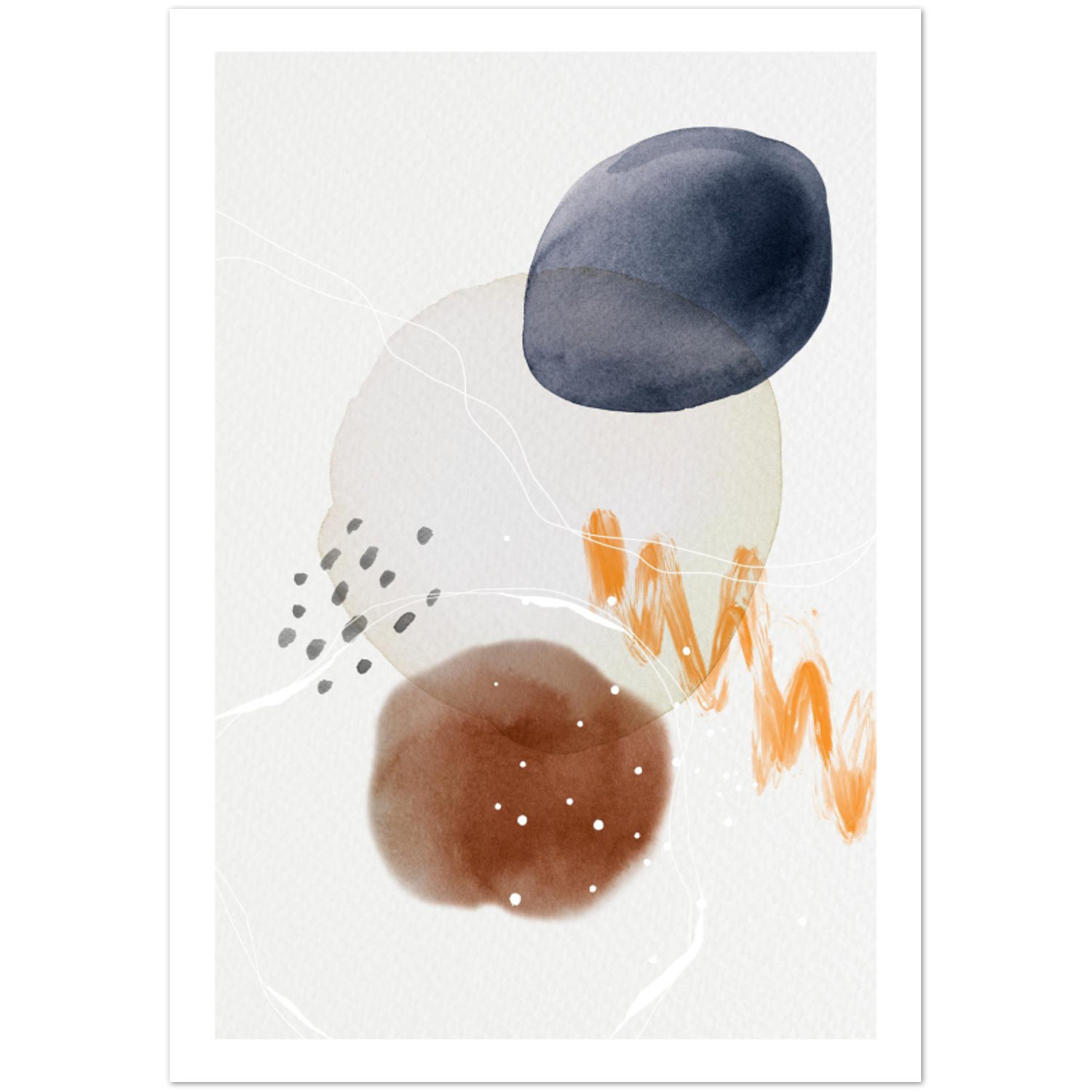 Abstract Watercolor Shapes & Lines Poster 02