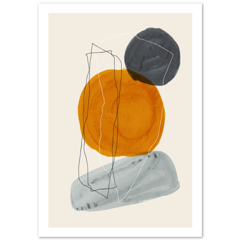 Grey Terracotta Watercolor Shapes Abstract Poster