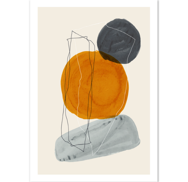 Grey Terracotta Watercolor Shapes Abstract Poster