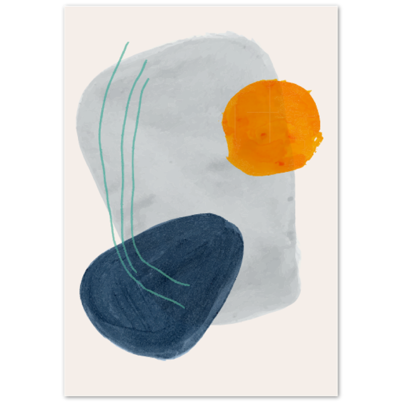 Blue Orange Shapes Abstract Poster 01