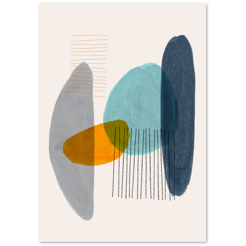 Blue Orange Shapes Abstract Poster 02