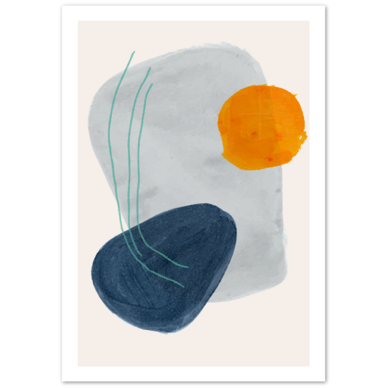 Blue Orange Shapes Abstract Poster 01