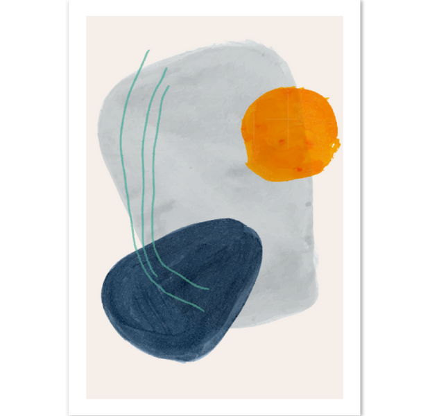 Blue Orange Shapes Abstract Poster 01