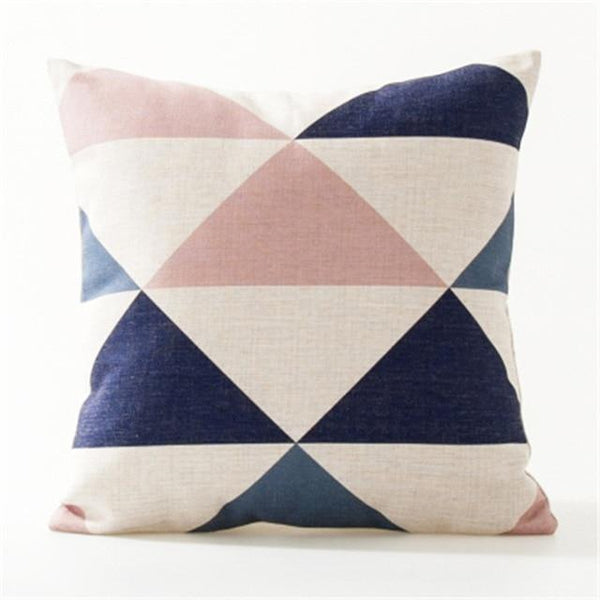 Pink Blue Stripes Flowers Nordic Sofa Throw Pillow Covers-Tiptophomedecor
