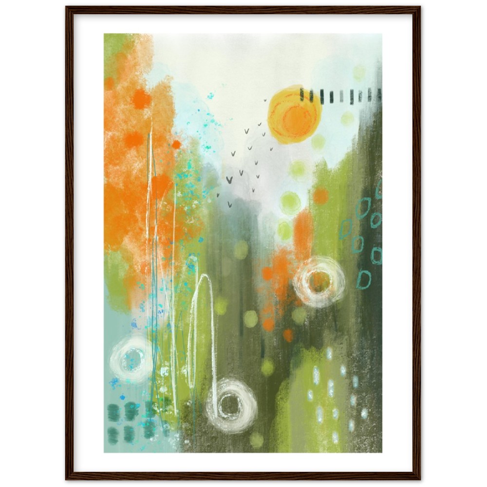 Abstract Modern Art Premium Matte Paper Wooden Framed Poster - Spring Sunset