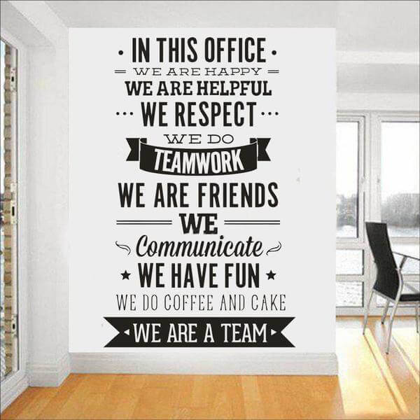 Office Rules "We Are A Team" Wall Sticker
