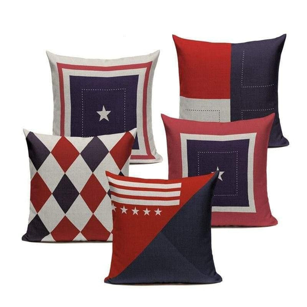 Red Dark Blue Cushion Covers-TipTopHomeDecor
