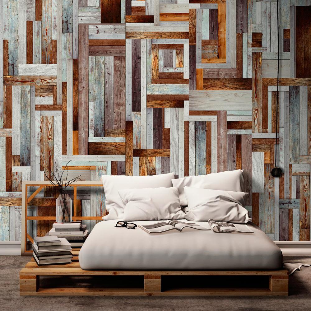 Wall mural - Labyrinth of wooden planks-TipTopHomeDecor