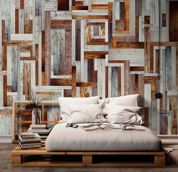 Wall mural - Labyrinth of wooden planks-TipTopHomeDecor