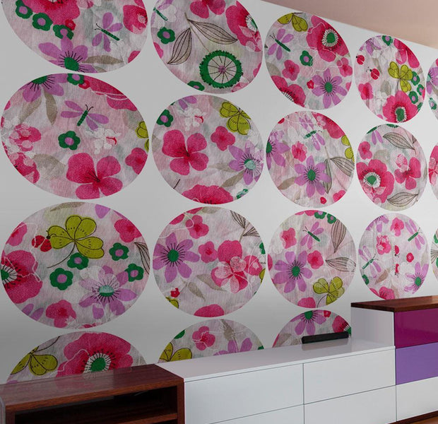 Wall mural - Pink meadow - circle-TipTopHomeDecor