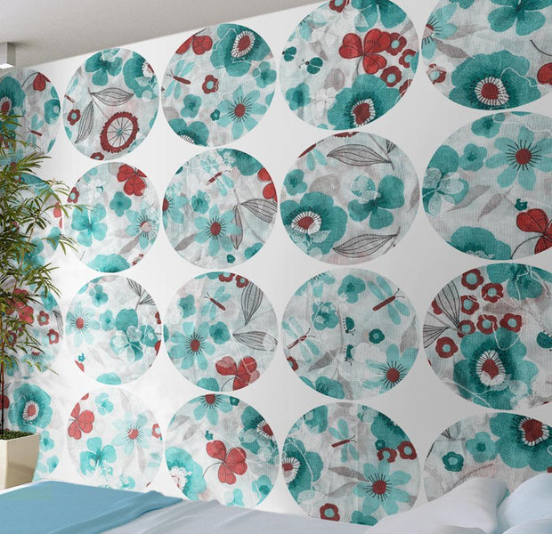 Wall mural - Turquoise meadow - circle-TipTopHomeDecor