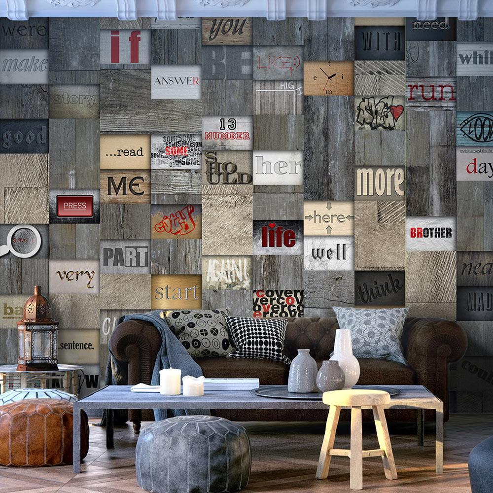 Wall mural - Wooden Inscription-TipTopHomeDecor