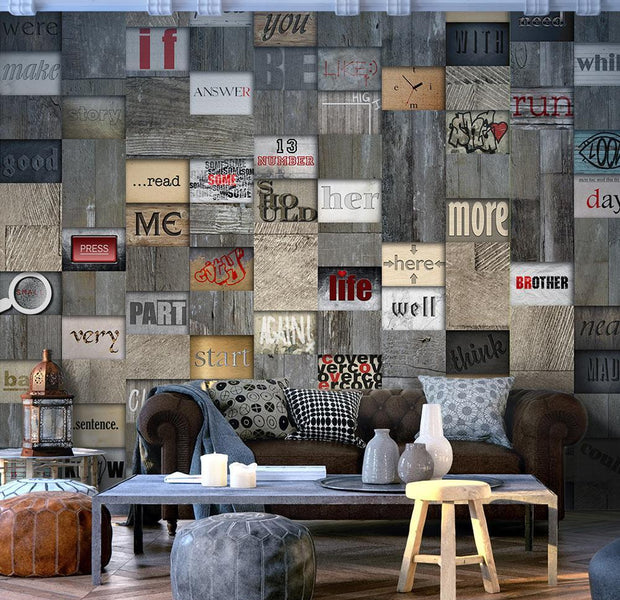 Wall mural - Wooden Inscription-TipTopHomeDecor