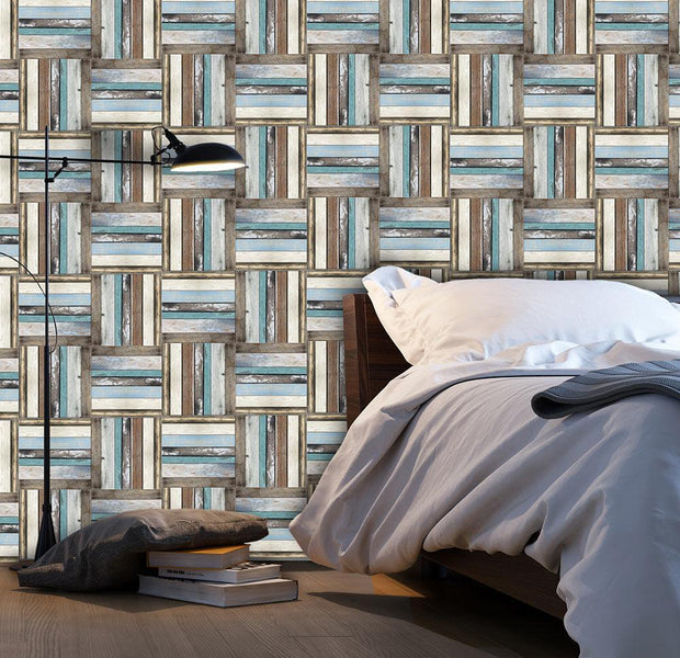 Wall mural - Wooden weave of colors-TipTopHomeDecor