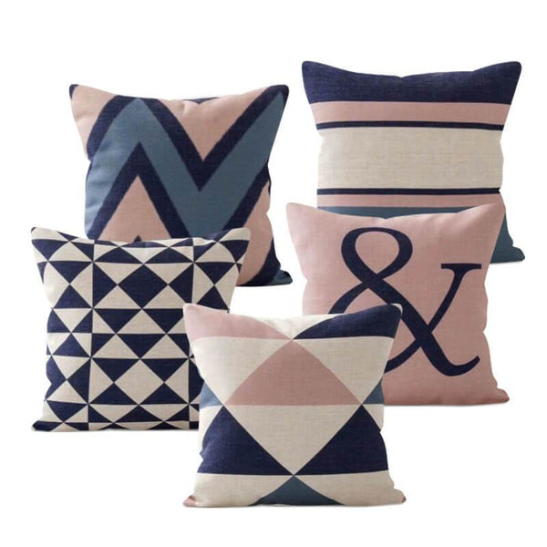 Pink Blue Pillow Covers-TipTopHomeDecor