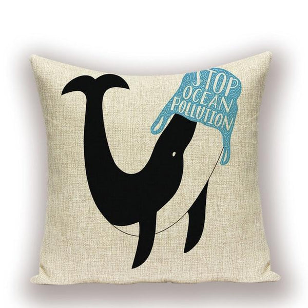 Save The Ocean No Plastic Underwater Dolphin Cushion Covers-TipTopHomeDecor