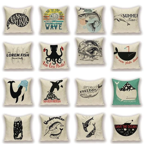Save The Ocean No Plastic Underwater Dolphin Cushion Covers-TipTopHomeDecor
