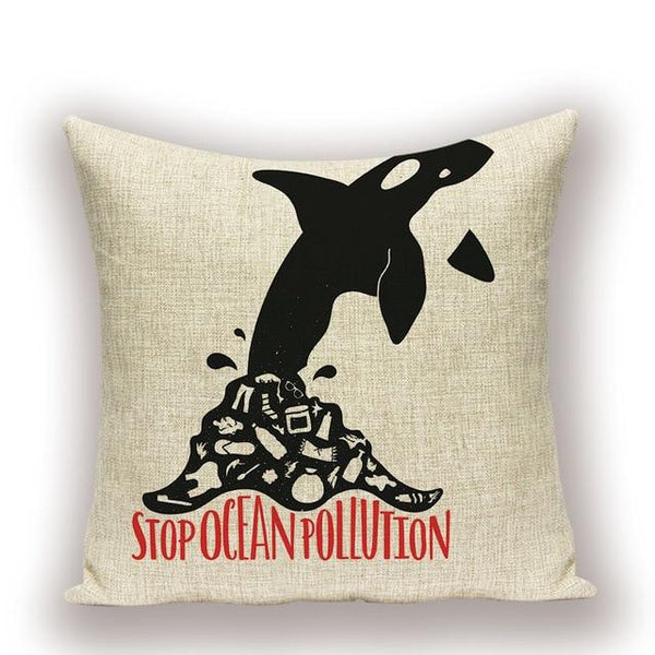 Save The Ocean No Plastic Underwater Dolphin Cushion Covers-TipTopHomeDecor