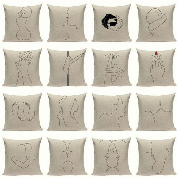 Simple Abstract Line Art Cushion Covers-TipTopHomeDecor