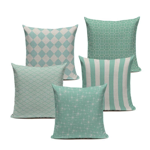 Soft Light Blue Mint Green Geometric Throw Pillow Cases-Tiptophomedecor